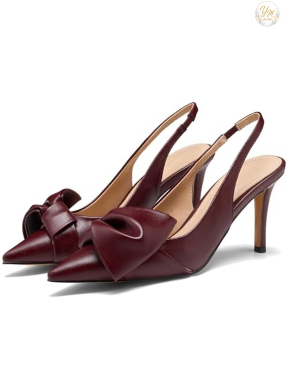 Women's Bow Slingback Pointed Toe Stiletto Pumps Heels